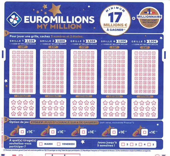 Grille du jeu EuroMillions