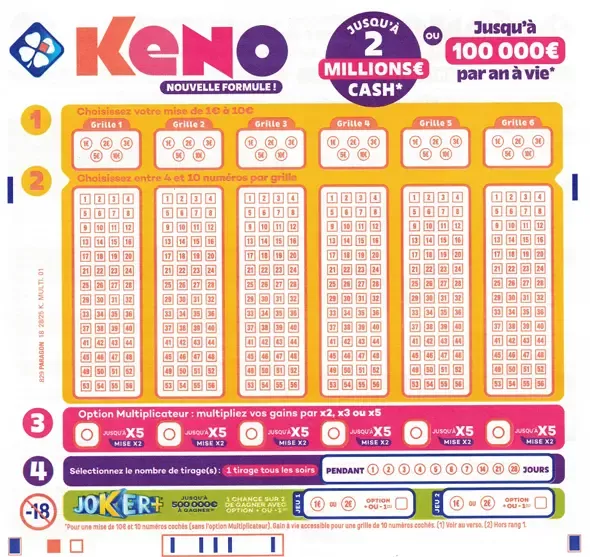 Grille du jeu Keno