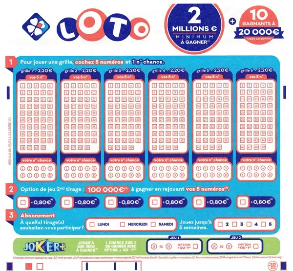 Grille du jeu Loto